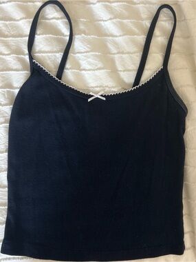 Garage Navy Tank Cami with White Trim and Bow